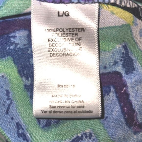 Valerie Stevens Sheer Blue & Green Beaded V-Neck Long Sleeve Tunic Size L - Picture 6 of 7